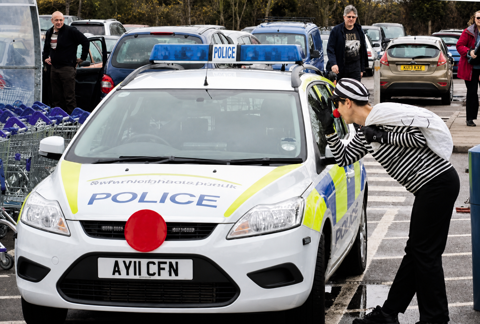 Police car with a red nose