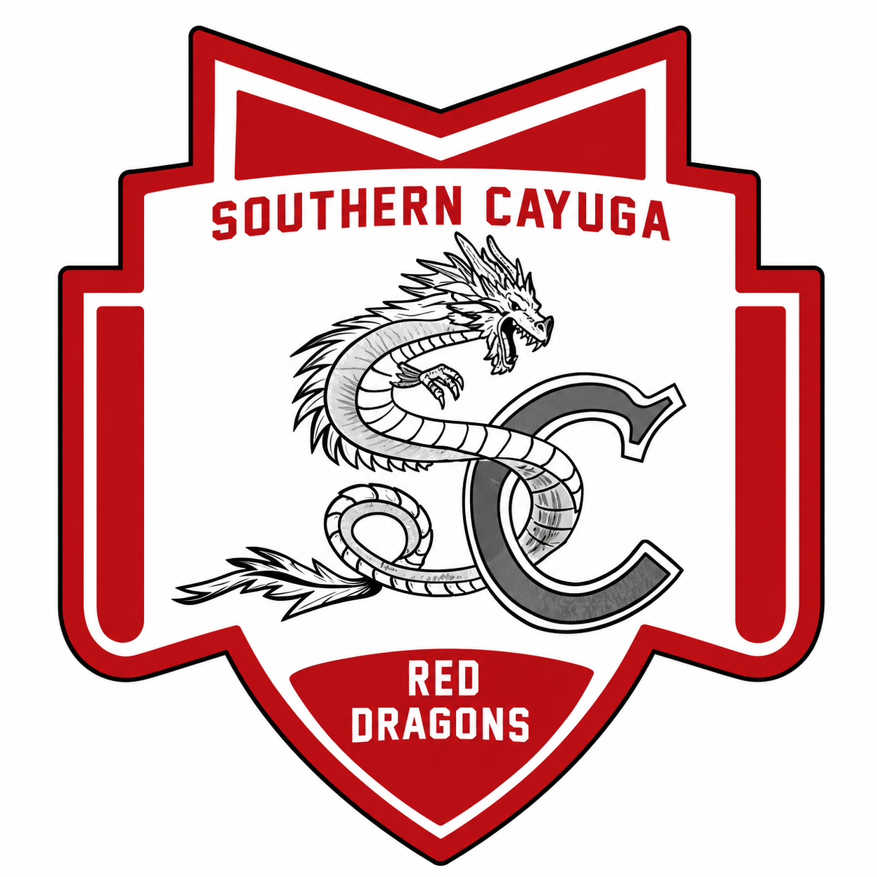 Southern Cayuga Red Dragons crest