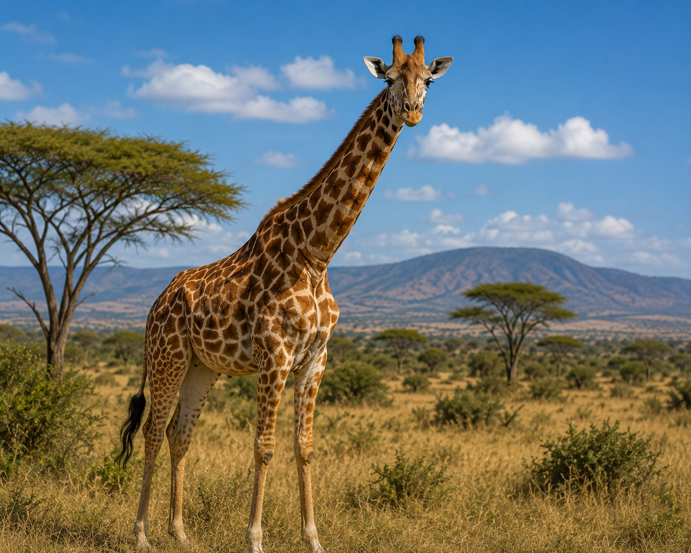 A giraffe in a Kenyan national park