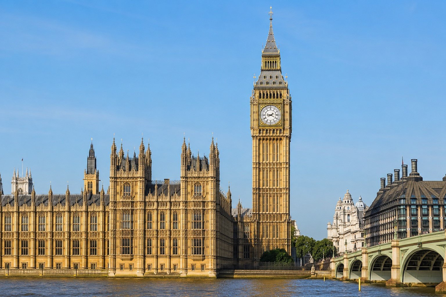 The clock tower at Westminster, London