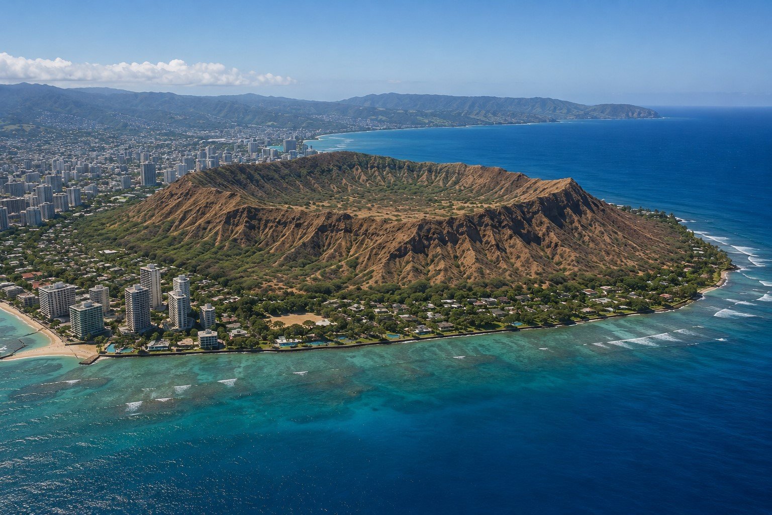 The volcanic crater above Honolulu, Hawaii