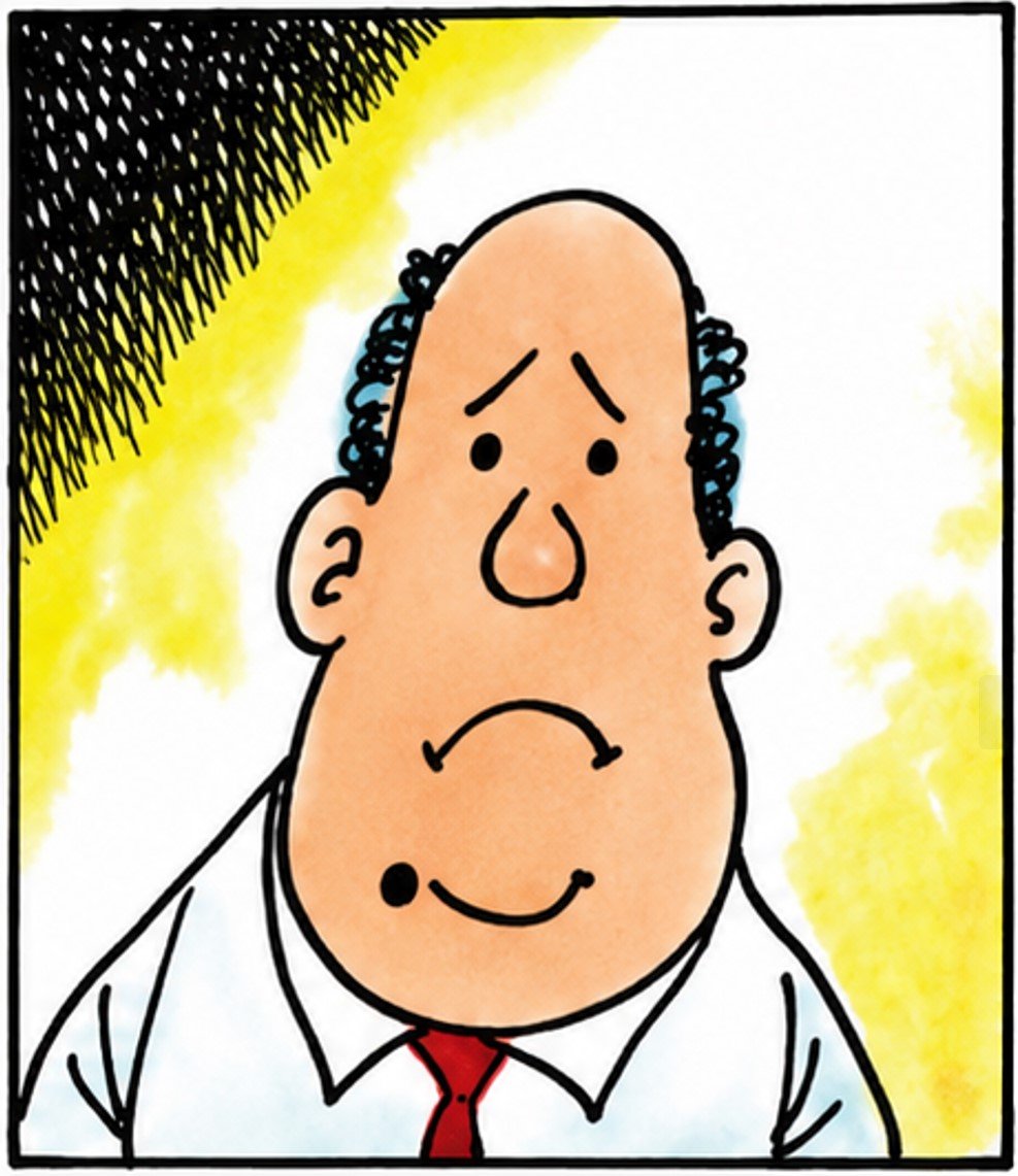 Bald man in a white shirt and a red tie